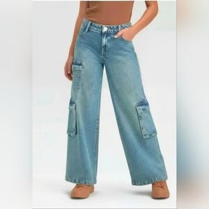 art class Light Blue Wide-Leg Cargo Jeans